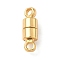 Column Brass Magnetic Clasps, with Loops, Nickel Free, Real 18K Gold Plated, 11x4mm, Hole: 1.5mm