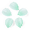 Baking Paint Transparent Glass Petal Beads, Gradient Color, Strawberry Leaf, Aquamarine, 22.5x16x5.5mm, Hole: 1.2mm, about 980~1000pcs/set