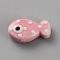 Handmade Porcelain Beads, Fish, Pink, 19.5x11x6.5mm, Hole: 2mm