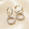 Elegant Brass Clear Cubic Zirconia Hoop Earrings, Silver, 27x12mm