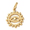304 Stainless Steel Pendants, with Jump Ring, Ion Plating(IP), Flat Round with Eye Pattern Charms, Real 14K Gold Plated, 17.5x15.5x1.3mm, Hole: 5x2.5mm