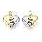 Brass Pendants, Cadmium Free & Lead Free, Heart, with Jump Ring, Real Gold Plated & Real Platinum Plated, 14.5x15.5x4mm, Hole: 3.5mm