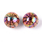 UV Plating Opaque Acrylic Beads, Iridescent, Round with Ppider Web, Light Salmon, 15.5~15.9x15~15.2mm, Hole: 2.8mm