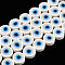 Handmade Polymer Clay Beads Strands, Flat Round with Evil Eye, White, 8~11x4mm, Hole: 1.2mm, about 40pcs/strand, 13.98 inch~ 15.35inch(35.5cm~39cm)