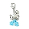 Angel Glass & Alloy Wing Pendant Decorations, with Zinc Alloy Lobster Claw Clasps, Antique Silver, Cyan, 42~45mm