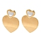 Stainless Steel Stud Earrings for Women, with Shell, Heart, Real 18K Gold Plated, 37.5x30mm