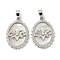 Brass Clear Micro Pave Cubic Zirconia Pendants, with Shell, Oval, Platinum, 22.5x15.5x3.5mm, Hole: 3x5mm