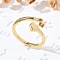 Brass Cuff Rings for Women, Letter, Letter H, Inner Diameter: 15.6mm