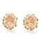 Brass Stud Earrings Settings, Long-Lasting Plated, Flower, Nickel Free, Real 18K Gold Plated, 16x3.5mm, Pin: 0.8mm