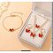 Butterfly Alloy Rhinestone & Enamel Pendant Necklace & Bracelets & Earring & Rings Sets for Children, Red, Necklace: 450mm