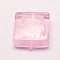 Handmade Silver Foil Lampwork Beads, Square, Pearl Pink, 20x20x6mm