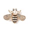 Bees Alloy Rhinestone Brooches for Backpack Clothes, with Plastic Pearl, Light Gold, 30.5x45.5mm