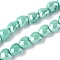 Handmade Porcelain Beads Strands, Heart, Bright Glazed Porcelain, Turquoise, 9.5x10x6.5mm, Hole: 1.6mm, about 40pcs/strand, 14.57''(37cm)