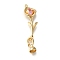 Brass Fold Over Clasp, Micro Pave Pink Cubic Zirconia, Flower, Real 18K Gold Plated, 51mm