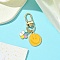 Alloy Enamel Pendant Decorations, with Alloy Swivel Clasps, Smiling Face & Flower, Yellow, 57mm