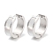 304 Stainless Steel & Natural Shell Huggie Hoop Earrings for Women, with 316 Surgical Stainless Steel Ear Pins, Stainless Steel Color, 7x19.5~20.5mm