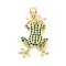 Brass Micro Pave Cubic Zirconia Pendants, Frog Charms, Long-Lasting Plated, Rack Plating, Lead Free & Cadmium Free, Real 18K Gold Plated, 23.5x16x4mm, Hole: 4x3.5mm