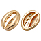 12Pcs Brass Beads, Cowrie Shell Shape, Nickel Free, Real 18K Gold Plated, 14x10x4mm, Hole: 0.8mm