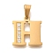 Ion Plating(IP) 304 Stainless Steel Rhinestone Pendants, Letter H, 17~19x10.5~18x2mm, Hole: 6.5x3.5mm