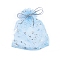 Silver Stamping Star Organza Printed Gift Drawstring Bags, Jewelry Pouches, Wedding Party Christmas Favor Gift Bags, Rectangle, Light Blue, 12x9cm