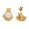 Ion Plating(IP) 304 Stainless Steel Round with Heart Stud Earrings, wtih Enamel, Real 18K Gold Plated, 17x14mm