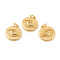 Brass Pendant Rhinestone Settings, with Jump Rings, Flat Round with Evil Eye, Real 18K Gold Plated, Fit For 2mm rhinestone, 15.5x14.5x2.5mm, Hole: 3.5mm