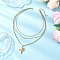 304 Stainless Steel Star Pendant 3 Layer Necklaces for Women, Golden, 14.84 inch(37.7cm)