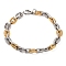 201 Stainless Steel Rectangle Link Chain Bracelets, with 304 Stainless Steel Clasps, Golden & Stainless Steel Color, 9-1/8 inch(23cm)