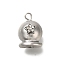 304 Stainless Steel Pendant, with Rhinestone, Christmas Bell, Star, Stainless Steel Color, 16x10x7.5mm, Hole: 1.8mm