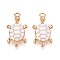 Alloy Enamel Pendants, Turtle Charm, Golden, White, 24x13x4mm, Hole: 1.8mm