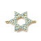 Brass Micro Pave Sky Blue Cubic Zirconia Star of David Connector Charms, Long-Lasting Plated, Rack Plating, Lead Free & Cadmium Free, Real 18K Gold Plated, 20x14x2mm, Hole: 1.2mm