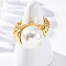 Brass Finger Rings for Women, Cadmium Free & Nickel Free & Lead Free, with ABS Imitation Pearl , Real 18K Gold Plated, Inner Diameter: 18mm