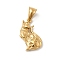 304 Stainless Steel Pendant Rhinestone Settings, Cat Shape Charms, Ion Plating(IP), Real 20K Gold Plated, Fit for 1mm Rhinestone, 25x15.5x6mm, Hole: 8mm