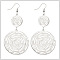 Hollow Rose Alloy Dangle Earrings, Platinum, 90x45mm