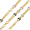 Brass Figaro Chains, Soldered, with Enamel, Rack Plating, Long-Lasting Plated, Lead Free & Cadmium Free, with Spool, Real 18K Gold Plated, Lilac, 5x3x1mm and 2.5x2x1mm