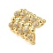 Brass Micro Pave Clear Cubic Zirconia Open Cuff Rings, Wide Band Rings for Women, Golden, 23.5mm, Adjustable

