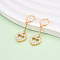 Brass Micro Pave Cubic Zirconia Leverback Earrings, Long-Lasting Plated, Heart, Golden, Clear, 41.5x13mm
