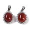 Natural Carnelian(Dyed & Heated) Oval Charms, Brass Micro Pave Clear Cubic Zirconia Charms, Platinum, 14.5x10.5x7.5mm, Hole: 5x3mm