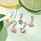Mixed Fruit Theme Handmade Polymer Clay Pendants Decorations, with Alloy Lobster Claw Clasps, Mixed Color, 28~28.5mm