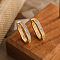 Oval Brass Micro Pave Cubic Zirconia Hoop Earrings, Golden, Clear, 25x18mm