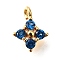 Brass Micro Pave Cubic Zirconia Pendants, Flower Charms, Real 18K Gold Plated, 9.5~10x7.5~8x3mm, Hole: 1.2mm