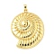 Brass Pendants, Cadmium Free & Lead Free, Conch Theme, Real 18K Gold Plated, 38.5x31x7.5mm, Hole: 4x2.5mm