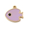 304 Stainless Steel Charms, with Enamel, Fish Charms, Purple, 10x10.5x1.5mm, Hole: 1.1mm