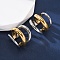 Triple C-Shaped 304 Stainless Steel Two Tone Cuff Earrings, Non Piercing Earrings for Women, Real 18K Gold Plated, 19.5x18.5mm
