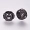 Brass Micro Pave Cubic Zirconia European Beads, Rondelle, Gunmetal, 10.5x7mm, Hole: 5mm