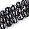 Handmade Foil Glass Beads Strands, Round, with Stripe, Black, 9.5~10.5mm, Hole: 1.2~1.6mm, about 38~40pcs/strand, 14.17~15.35 inch(36~39cm)