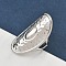 304 Stainless Steel Open Cuff Rings for Women, Sun, Stainless Steel Color, Tray: 39.5x19mm, Adjustable