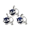 Dyed Natural Lapis Lazuli Kitten Pendants, Brass Cute Cat Shape Charms, Platinum, Long-Lasting Plated, Rack Plating, 28.5x30.5x10mm, Hole: 8x5mm