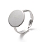 Non-Tarnish 304 Stainless Steel Pad Ring Settings, Flat Round, Stainless Steel Color, US Size 7 1/4(17.5mm), Tray: 14mm