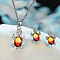 Tortoise Alloy Rhinestone & Glass Pendant Necklaces & Stud Earrings Sets, Platinum, Yellow, 450mm